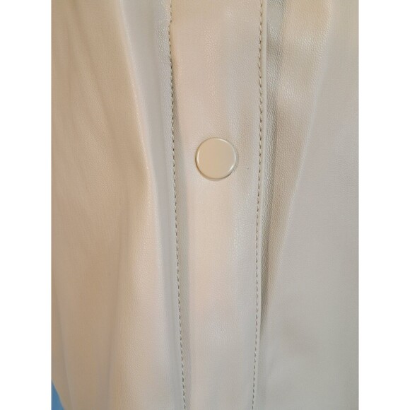 Stoosh Faux Leather Sand Tan Shacket Shirt Jacket M Fleece Lined - Picture 8 of 14